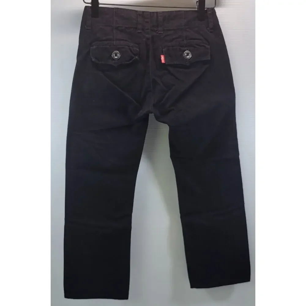 L) Boys Levi's 505 Size 8 Regular Cotton Velour Black Pants W24